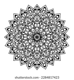 Oriental pattern, vintage decorative elements. Islam, Arabic, Indian, moroccan, turkish ottoman motifs Coloring page. Flower Mandala vector illustration.