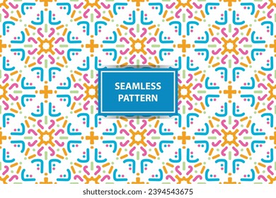 oriental pattern. White, blue, orange and pink background with Arabic ornaments. Patterns, backgrounds and wallpapers for your design. Textile ornament. Vector illustration.