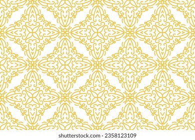patrón oriental. Fondo blanco y dorado con adorno árabe. Patrón, fondo y fondo de pantalla para su diseño. Ornamento textil. Ilustración vectorial.