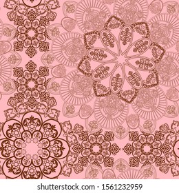  Oriental patterns in ornaments of round symmetrical weaves on a separate background.