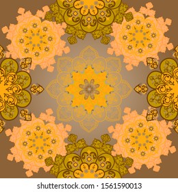  Oriental patterns in ornaments of round symmetrical weaves on a separate background.