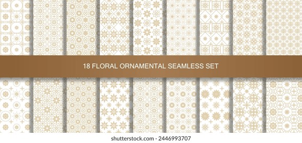 Patrones orientales sin fisuras vintage 18 ambientado en oro, Asia de la India, turco, Persia, árabe y fondo decorativo otomano. Adornos árabes. Patrones, fondos y Fondos de pantalla para su diseño.