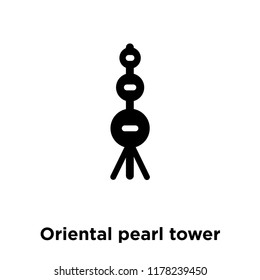 Oriental pearl tower icon vector isolated on white background, logo concept of Oriental pearl tower sign on transparent background, filled black symbol