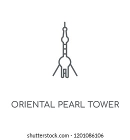 Oriental pearl tower linear icon. Oriental pearl tower concept stroke symbol design. Thin graphic elements vector illustration, outline pattern on a white background, eps 10.