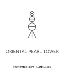 Oriental pearl tower linear icon. Oriental pearl tower concept stroke symbol design. Thin graphic elements vector illustration, outline pattern on a white background, eps 10.