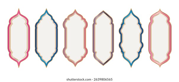 Oriental Pink Blue Elegant Frame or Border Background Set