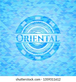 Oriental realistic light blue mosaic emblem