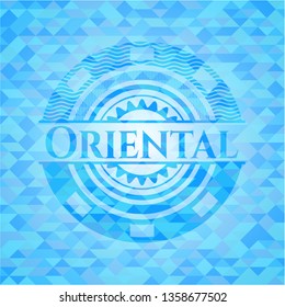 Oriental realistic sky blue mosaic emblem