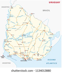 Oriental Republic of Uruguay road vector map