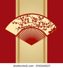 Oriental Retro Background, Landscape Texture, Fan Element, Package Cover Template