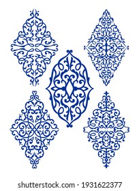 Oriental rhombus ornaments, five type 