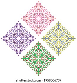 Oriental rhombus ornaments, four type 