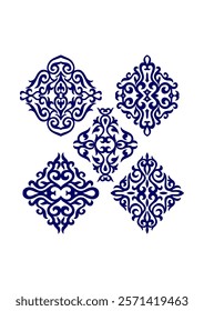 Oriental rhombus ornaments, four type 