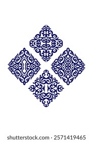Oriental rhombus ornaments, four type 