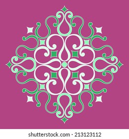 oriental round symmetry pattern pink and green