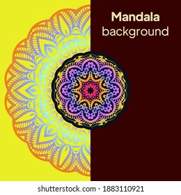 Orientalische Vorlage für königliche Muster. Mandala Blumendesign für Partyeinladung, Urlaubssalon, Schönheitssalon Dekoration, Hochzeit, speichern Sie das Datum. Luxuriöse Hintergrund, Vektorgrafik.