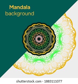 Oriental royal pattern card template. Mandala floral design for party invitation, holiday greeting, beauty spa salon decoration, wedding, save the date. Luxury background vector illustration.