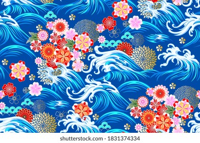 Patrón decorativo sin fisuras del mar oriental