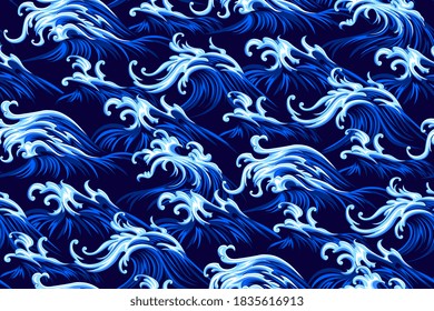 Patrón decorativo sin fisuras del mar oriental