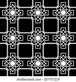 oriental seamless background , combination weave double lines with Celtic and oriental motifs black and white
