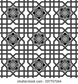 oriental seamless background , combination weave double lines with Celtic and oriental motifs black and white
