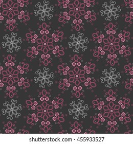 Oriental seamless floral background.  Template for textile products. Design round ornament vector pattern.