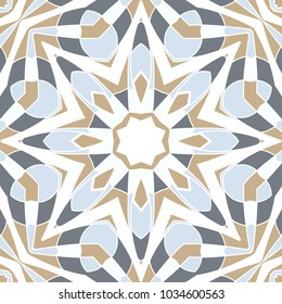 Oriental seamless geometric fabric pattern. Ethnicity ornament. Ornamental background, texture, tiled. Floral elements, mandala decor. Arabic, Islamic, moroccan, asian, indian native african motifs.