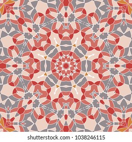 Oriental seamless geometric fabric pattern. Ethnicity ornament. Ornamental background, texture, tiled. Floral elements, mandala decor. Arabic, Islamic, moroccan, asian, indian native african motifs.
