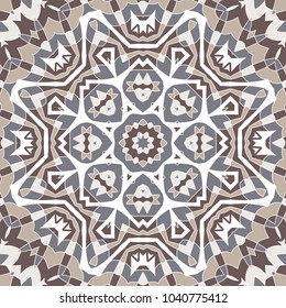Oriental seamless geometric fabric pattern. Ethnicity ornament. Ornamental background, texture, tiled. Floral elements, mandala decor. Arabic, Islamic, moroccan, asian, indian native african motifs.