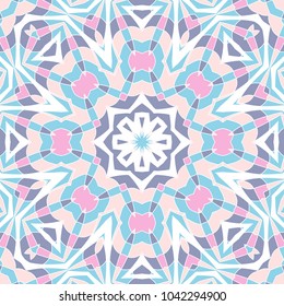 Oriental seamless geometric fabric pattern. Ethnicity ornament. Ornamental background, texture, tiled. Floral elements, mandala decor. Arabic, Islamic, moroccan, asian, indian native african motifs.