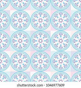 Oriental seamless geometric fabric pattern. Ethnicity ornament. Ornamental background, texture, tiled. Floral elements, mandala decor. Arabic, Islamic, moroccan, asian, indian native african motifs.
