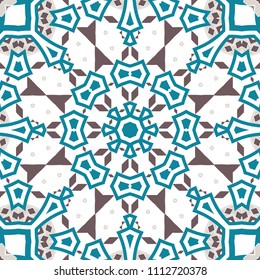 Oriental seamless geometric fabric pattern. Ethnicity ornament. Ornamental background, texture, tiled. Floral elements, mandala decor. Arabic, Islamic, moroccan, asian, indian native african motifs.