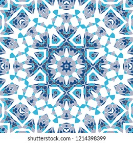 Oriental seamless geometric fabric pattern. Ethnicity ornament. Ornamental background, texture, tiled. Floral elements, mandala decor. Arabic, Islamic, moroccan, asian, indian native african motifs.