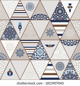Oriental seamless geometric fabric pattern. Ethnicity ornament. Ornamental background, texture, tiled. Floral elements, mandala decor. Arabic, Islamic, moroccan, asian, indian native african motifs.