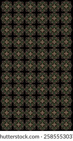 Oriental seamless geometric pattern with golden arabic and islamic ornament on black background. Arabic geometric ornament for background. Vector ilustration. 