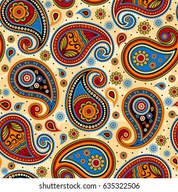 Oriental seamless paisley pattern Decorative ornament backdrop for fabric textile and wrapping paper.