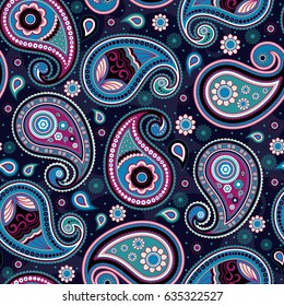 Oriental seamless paisley pattern Decorative ornament backdrop for fabric textile and wrapping paper.