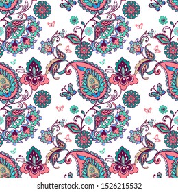 Oriental seamless paisley pattern. Floral wallpaper.  Decorative ornament for fabric, textile, wrapping paper.