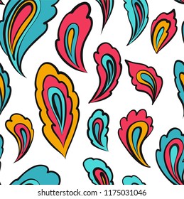 Oriental seamless paisley pattern in hand drawn style. Vector illustration for textile, fabric, wrapping paper, card, skrapbook.
