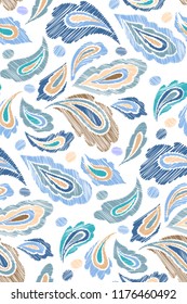 Oriental seamless paisley pattern in hand drawn style. Vector illustration for textile, fabric, wrapping paper, card, skrapbook.