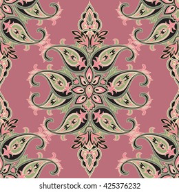 Oriental seamless paisley pattern. Vintage flowers background. Decorative ornament backdrop for fabric, textile, wrapping paper or card. Baroque ornament