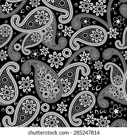 Oriental seamless paisley vector pattern.  For easy making seamless pattern just drag all group into swatches bar, and use it for filling any contours.