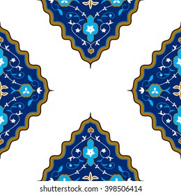 Oriental seamless pattern with arabesque and floral elements. Vector illustration