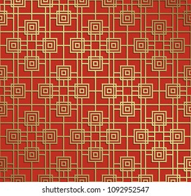 Oriental seamless pattern. Asian traditional geometric floral ornament with chinese tracery japanese.