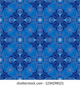 Oriental seamless pattern  for design of fabric, wallpaper, template cards,wrapping paper, carpet. Hand drawn background. Vector illustration.