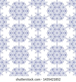 Oriental seamless pattern. Floral trellis in Japanese style. Linear print. Kaleidoscopic pattern. Vector illustration.