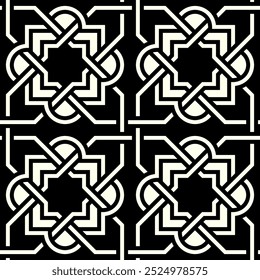 Oriental Padrão sem emenda de desenhos gráficos geométricos. Padrões repetitivos de vetor Imprimível. Design de fundo de layout de banner da tampa do nó entremeado.