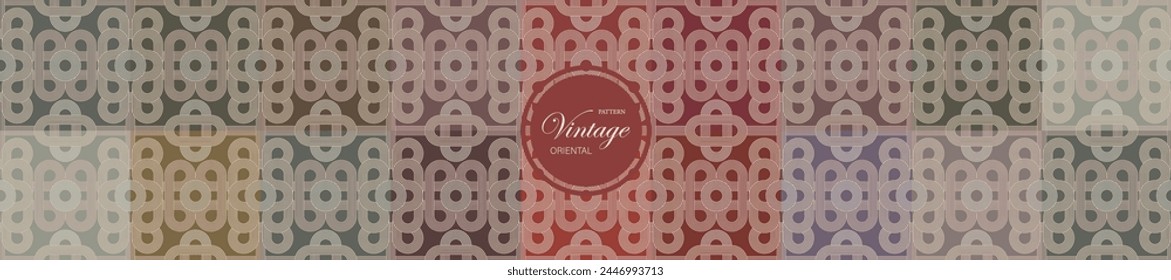 Oriental seamless pattern in geometric traditional Asia vintage style, Abstract pattern earth tone colorful Japanese and Korean, Chinese of Asian panorama for wallpaper decoration. Vector creative.