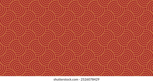 Modelo inconsútil oriental en estilo tradicional geométrico. Olas y círculos Abstractas rojos y dorados. Diseño de Vector asiático moderno para decoraciones festivas lunares y Fondo de pantalla. Premium Antiguas Elegance.