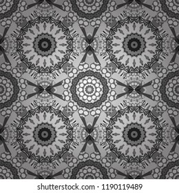 Oriental seamless pattern - korean, japanese or chinese traditional ornament in blue, gray and white colors. Vector background illustration.